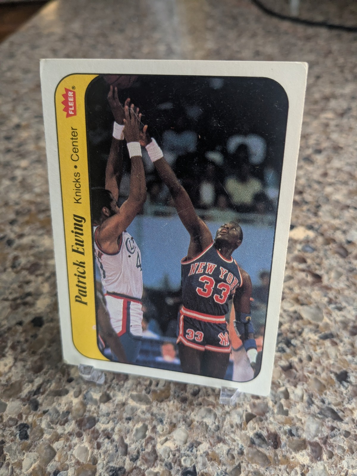 1986-87 Fleer Patrick Ewing Stickers RC #6 Knicks Rookie Card SHARP CLEAN Card 1