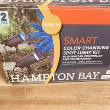 Hampton Bay Smart LED Outdoor Spotlight Kit Transformer Powered Hubspace 2 Pack