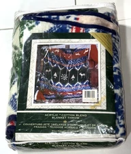 San Marcos Crown Crafts Nordic Reindeer Acrylic Cotton Throw Blanket Fair-isle