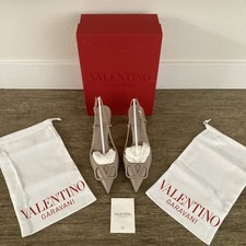Valentino Garavani VLogo Signature Calfskin Slingback Nude Pumps 80mm 8 US