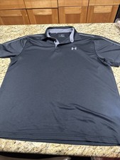 Under Armour Heat Gear Loose Micro Pique Polo Golf Shirt. Black, Men's XL Cp