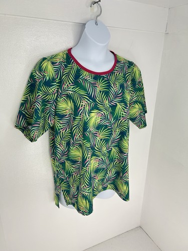 Lands End Tropical Activewear Set Bike Shorts Medium Shirt Large Travel Resort - Picture 3 of 18