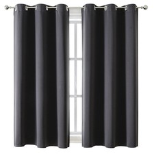 ChrisDowa Grommet Blackout Curtains for 42"W x 63"L Pack of 2 , Dark Grey