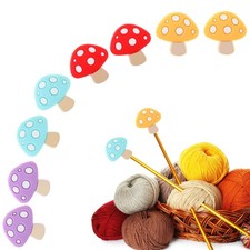 8 Pcs Mushroom Knitting Needle Stoppers Small, Purple, Red, Blue, Yellow