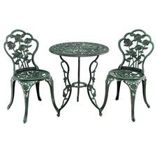 Salon de Jardin 2 Personnes en Fonte Aluminium Table de Jardin Extérieure avec