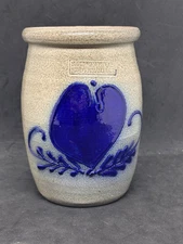 SALMON FALLS POTTERY Stoneware Salt Glazed Crock Heart Dover NH