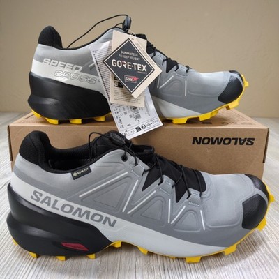 Salomon Speedcross GTX Gore-Tex Trail Running Grey/Yellow Mens Size 11.5 New