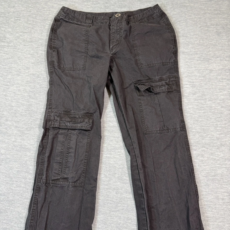 Free People Pants Womens 6 Black Cargo Wide Leg Utility Boho Festival Cotton - Image 2 of 4