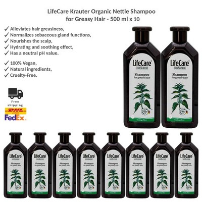 LifeCare Krauter Organic Nettle Shampoo for Greasy Hair 500ml x 10