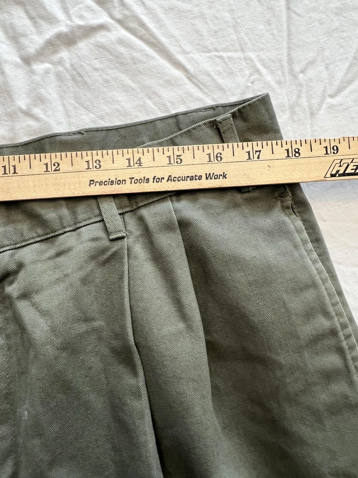 Pantalones Bill Blass Para Hombres 36x34 Verde Frontal Plisado Chino Puños Vestido Informal Sarga Foto 4 de 4