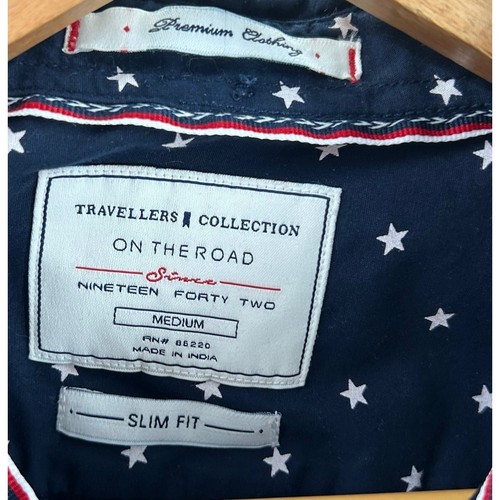 Travellers Collection On The Road Mens Button Down Shirt Star Print Medium - Picture 6 of 7