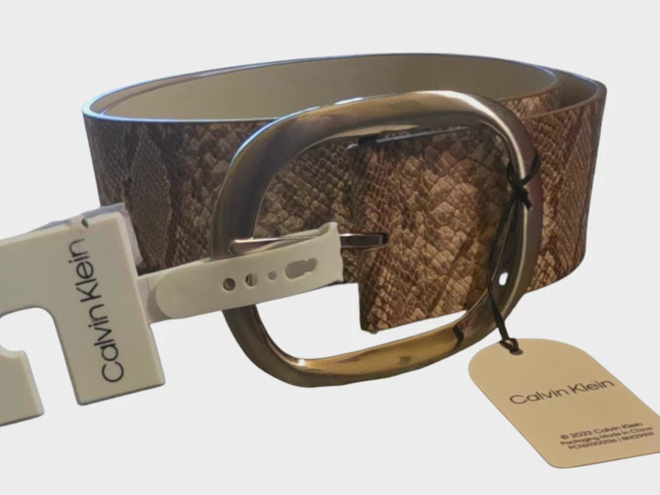 Cinturón de vestir para mujer Calvin Klein -Talla X- grande reversible natural tostado serpiente Foto 3 de 4