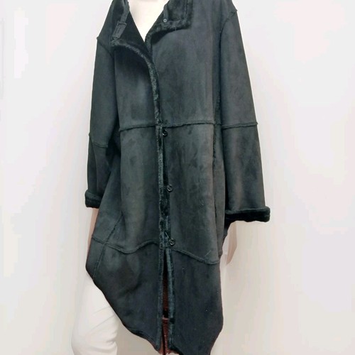 Centigrade Outerwear Vegan Faux Fur Shearling Sherpa Suede Peacoat Womens sz 3X - Picture 1 of 8