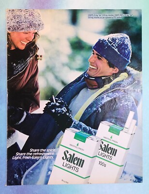 self lighting cigarettes vintage 1980 mag print ad SALEM LIGHT Cigarettes smoking tobacco smoke  mancave