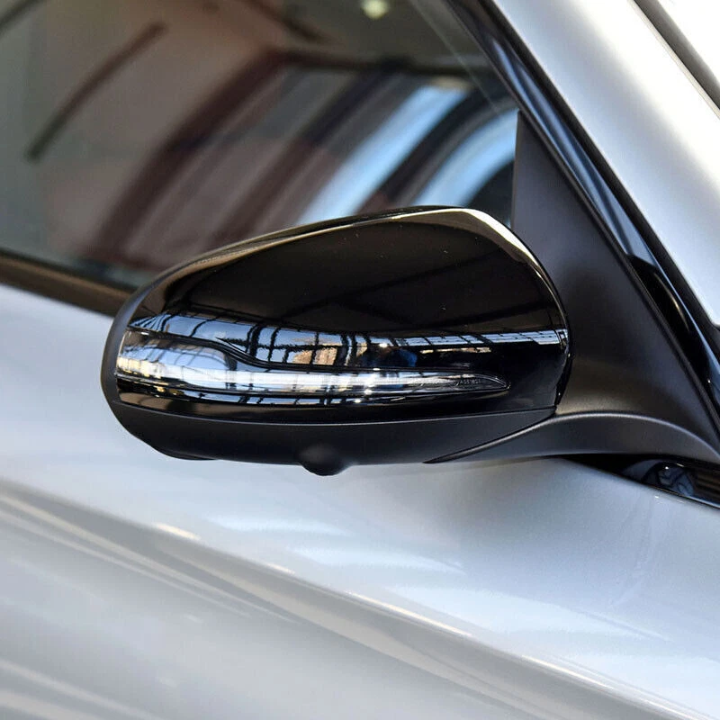 2* Gloss Black Mirror Cover Caps For Mercedes Benz W205 X253 W213 W222 2016-2020