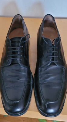 SANTONI  BLACK DRESS SHOES MEN 11 D MADE IN ITALY