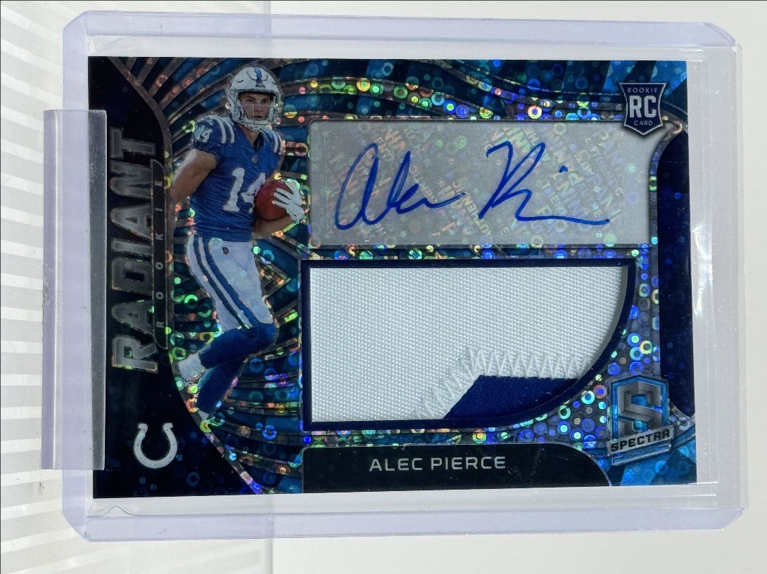 ALEC PIERCE 2022 SPECTRA RADIANT RPA ROOKIE PATCH NEON BLUE RC AUTO /50 Q2277