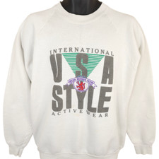 Vintage Mixs Design Club Sweatshirt Mens Size Large White 90s Made In USA