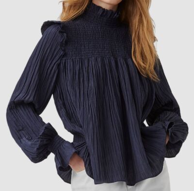 high neck smock top
