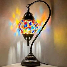 Turkish Moroccan Mosaic Colorful Table Bedside Desk Lamp Light Bulb Included