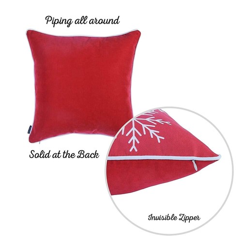 Set Of Two Red 18 Christmas Snowflakes Throw Pillow Covers - Bild 6 von 6