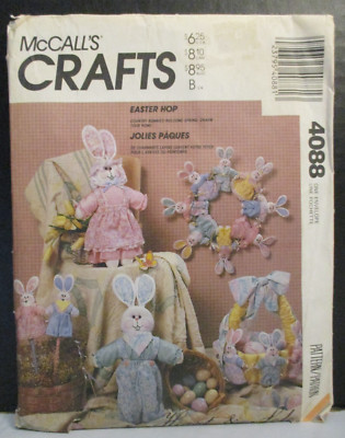 McCall's Crafts Pattern 4088 Easter Hop Rabbits Stuffed Bunnies Clothes Eggs New