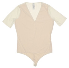 Wolford L12555 Women  s White Deep V-Neck String Bodysuit Size M