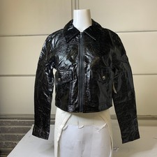 Maeve By Anthropologie Faux Leather Crop Jacket Women's Size M Black