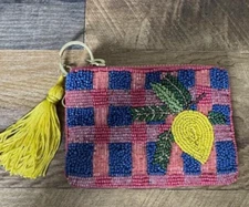 Anthropologie LEMON Beaded Coin Purse: Picnic Edition Gift Card Holder NWT gift