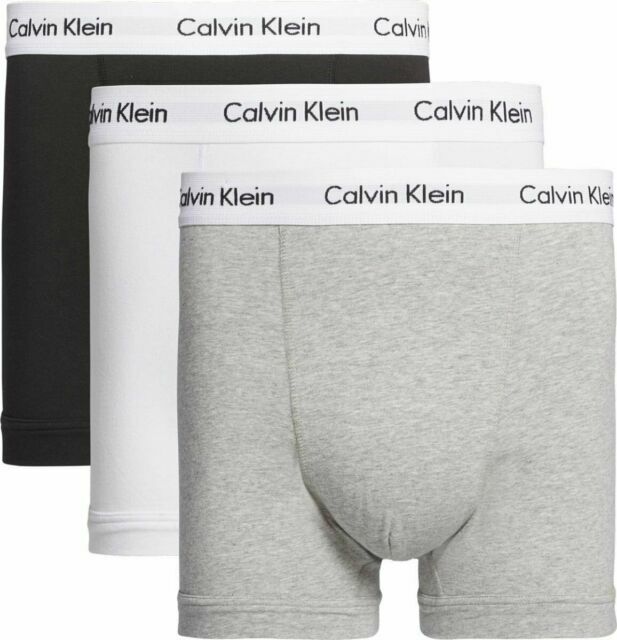 sponsor artikel De stad Calvin Klein 3-Pack Men's Stretch Cotton Boxer Briefs - Black/White/Grey  for sale online | eBay