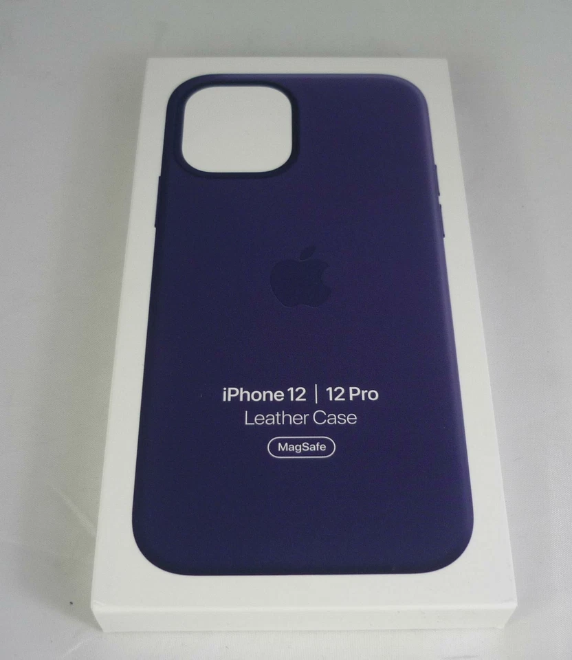 Originale Apple IPHONE 12/12 Pro Pelle Custodia Con Magsafe - Deep Viola - Nuovo - Immagine 2 di 4