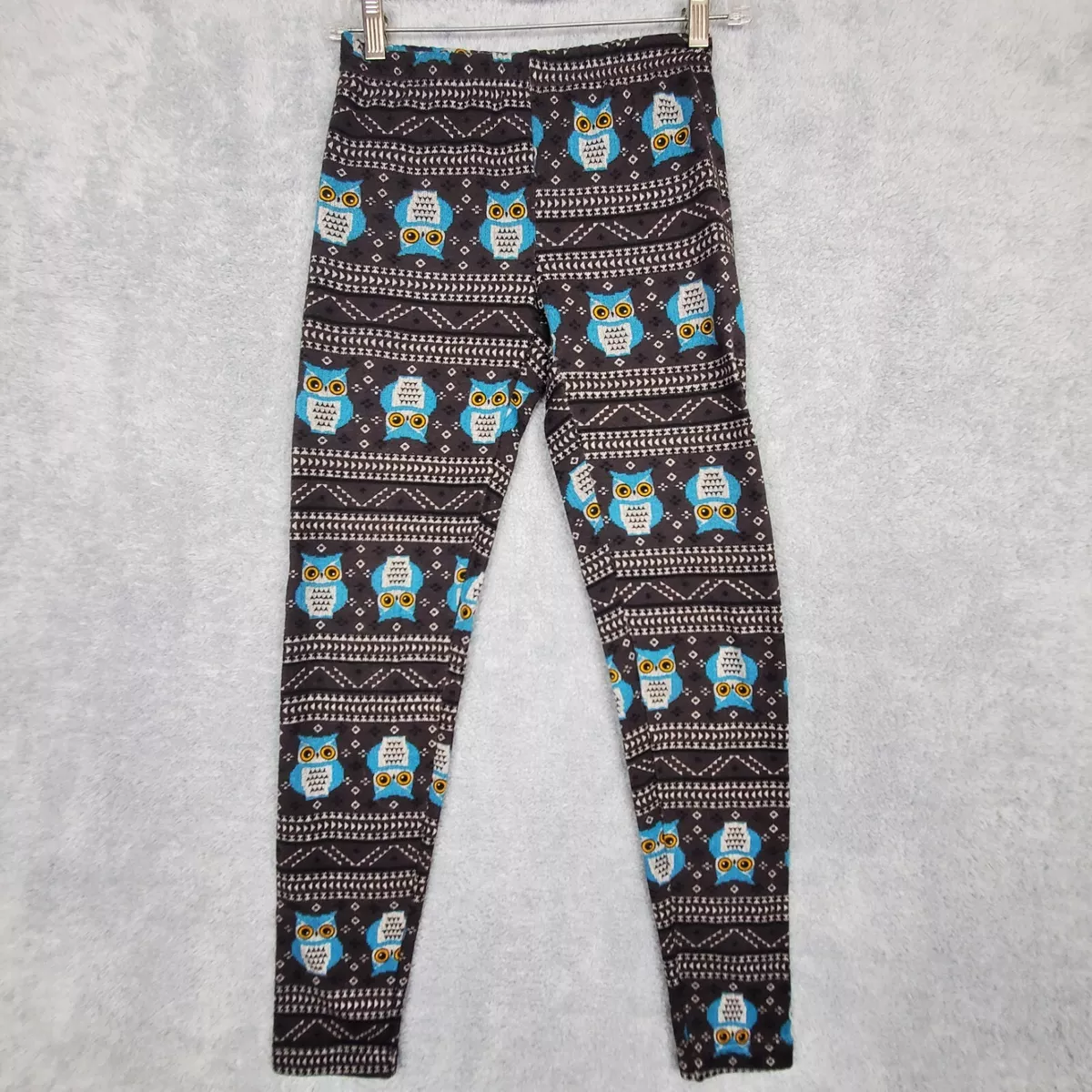 No Boundaries Juniors Fleece Legging Small Brown Owl Print Stretch