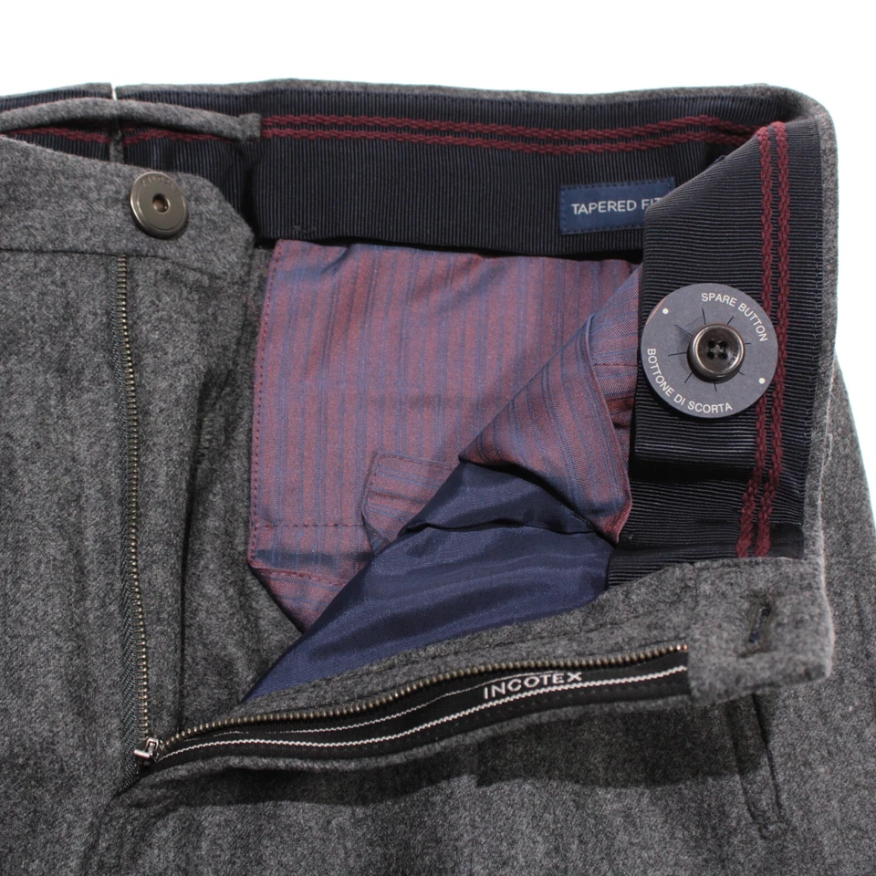 Pantalones de vestir Incotex nuevos con etiquetas talla 46R (US 30) ajuste cónico súper 100 gris 100 % lana Foto 4 de 4