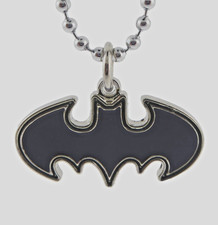 Batman Necklace Small Size Men Women Black White Borders Comics Cosplay Pendant