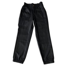 Womens Forever 21 Large Black Faux Leather Jogger Pants