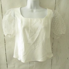 Asos Top 6 S White Swiss Dot Puff Short Sleeve