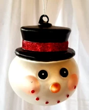 Snowman Head w Top Hat 4.5x4" Globe Hanging Xmas Tree Ornament Decoration LARGE