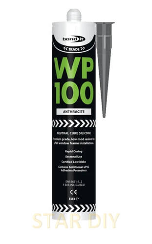 ANTHRACITE GREY WP100 General Purpose Silicone Sealant Rapid Cure Mastic Bond It - Picture 2 of 2