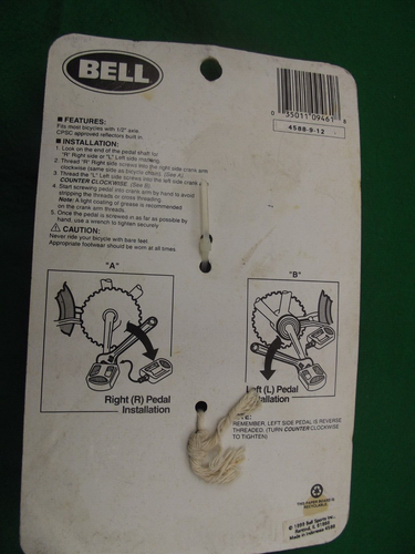 Bell 1/2" Bike/Bicycle Pedals, Black,New - Picture 2 of 2