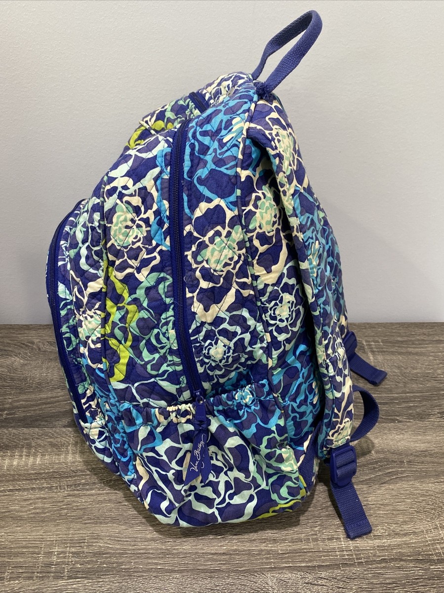 VERA BRADLEY Quilted Backpack Blue Teal Floral Patterned | eBay