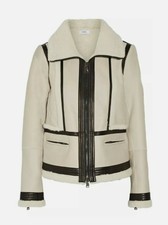 $1,995 New Vince Shearling & Leather-trimmed Moto Jacket Xs