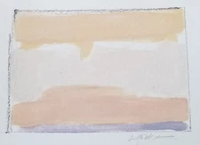 Minimalist Landscape Original Acrylic Painting on Watercolor Paper Signed Art