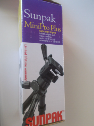 Sunpack Mini-Pro Plus Light DutyTripod 8" to 12" With 3 Way Panhead Black New - Picture 1 of 5