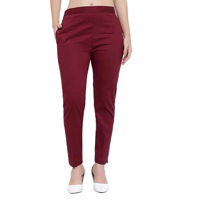 Mujer Regular Confort Corte Slim Pantalones Tobillo Longitud Algodón Recto - Imagen 3 de 4