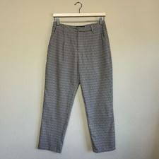 Nasty Gal pants women 6 plaid ankle tapered pleated trousers brown