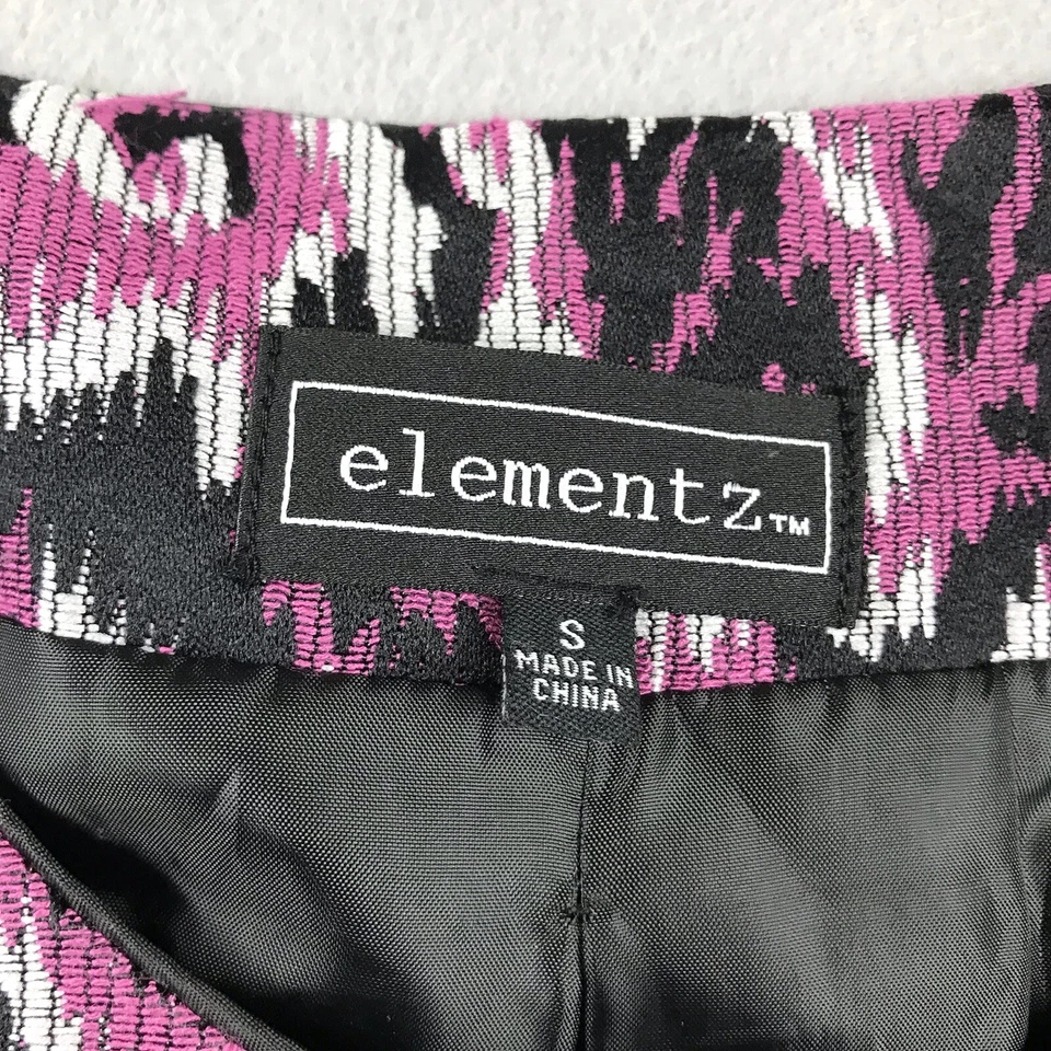 Elementz Jacket Womens Small Black Purple Floral Lined Button Up Blazer - Image 2 of 4