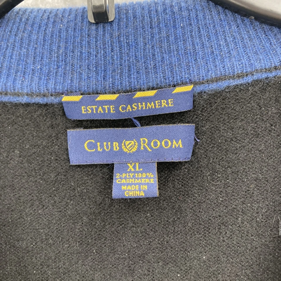 Club Room Sweater Mens XL Black Blue Cashmere Half Zip Pullover Estate Knit - Image 4 of 4