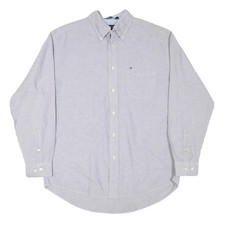 TOMMY HILFIGER Mens Grey Plain Shirt M Button-Down Collar Long Sleeve Casual