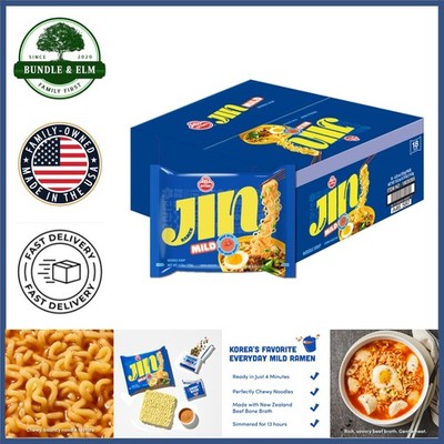 Korean Instant Ramen Noodles, Mild Flavor with Beef Bone Broth, Pack of 18