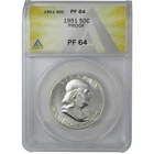 1951 Franklin Silver Half Dollar PF 64 ANACS Proof 50c Coin SKU:I25592